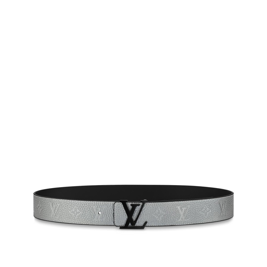 Hombre Louis Vuitton Cinturones | Cinturon Reversible Lv Initiales De 4 Cm Plata