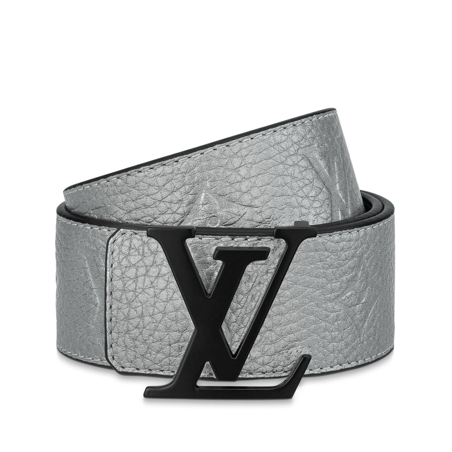 Hombre Louis Vuitton Cinturones | Cinturon Reversible Lv Initiales De 4 Cm Plata