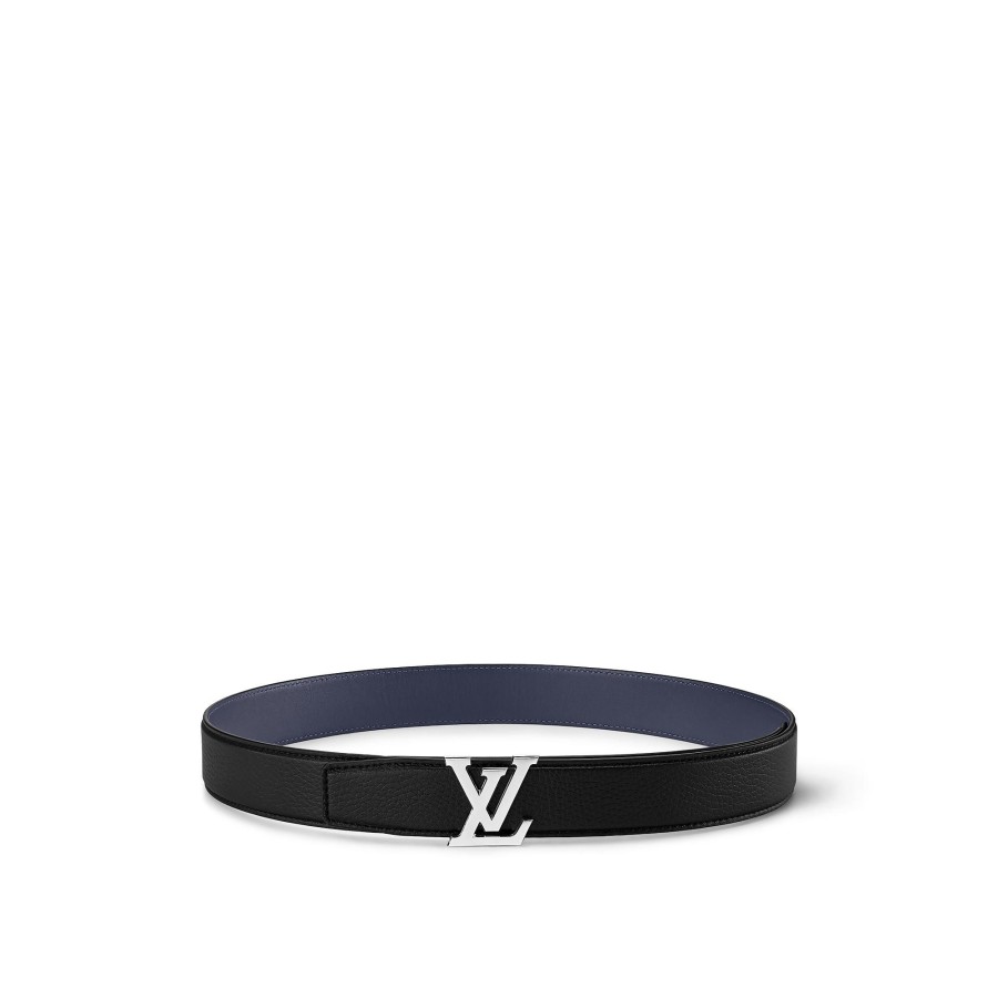 Hombre Louis Vuitton Cinturones | Cinturon Reversible Lv Heritage De 3,5 Cm Midnight Blue